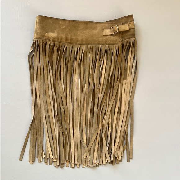 Vintage 90’s DKNY Olive Green belt with fringe detailing